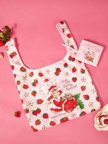 Strawberry Shortcake X Joivida 1pc Cute Strawberry Shaped Little Girl And Many Strawberry Pattern Printed Multifunctional Large Capacity Storage Bag - Multicolor - View 9