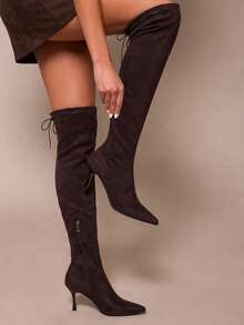 Daringsoles Women's Autumn/Winter Slimming High-Heel Tall Boots - Chocolate Brown - View 2