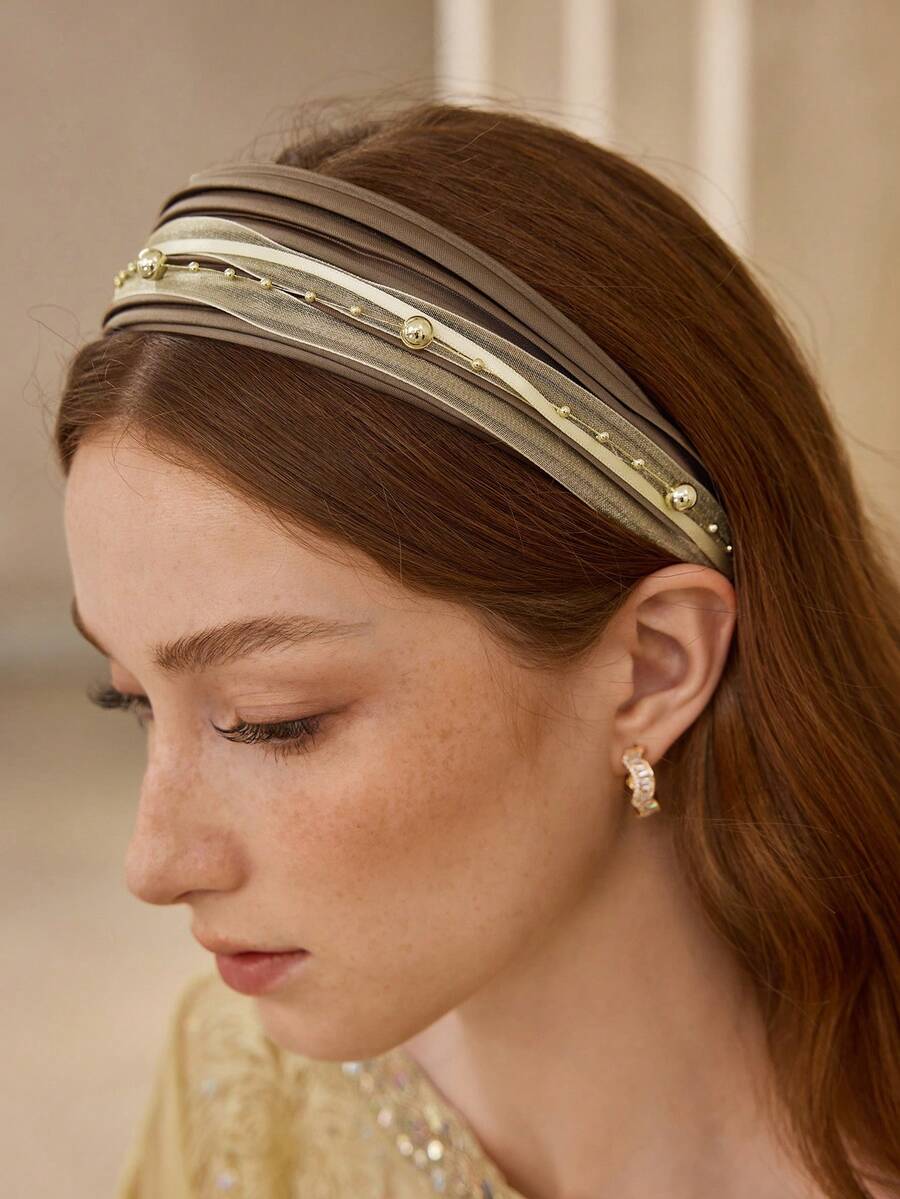MOTF PREMIUM GOLD BEAD STREAMER HEADBAND - dark brown - View 2