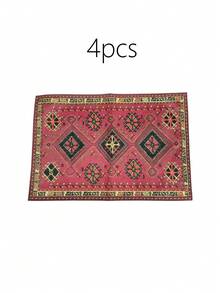 1pc/4pcs/6pcs Bohemian Style Decorative Placemats, Black & Red Geometric Linen Placemats, Washable & Stain-Resistant Placemats Suitable For Home, Restaurant, Dining Table Decoration, Household Items - Multicolor - View 14