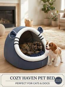 PETSIN Cute Gray Cat Bed For Indoor Cats, Mouse Ear Design Soft Pet Bed, Cozy Plush Sleeping Mat, Warm Breathable Kitten Bed For Small Medium Cats, Rabbits And Small Pets - Chinchilla shape nest - View 10