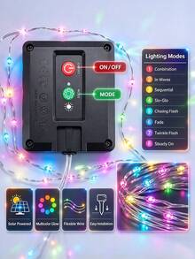 Teckwe 2 Packs Christmas Solar Fairy String Lights, Solar Powered Copper Wire Lights, Outdoor IP44 Waterproof 8 Mode Twinkles Lights For Xmas Tree, Garden, Patio, Fence Yard Decor (Total 210Ft 600LED/ 80Ft 200LED, Extra Long Style) - Multicolor - View 4