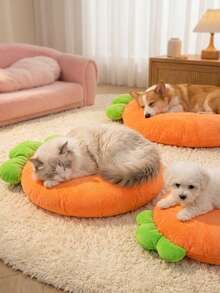PETSIN 1PC Thickened Winter Warm Pet Mat - Premium Soft Plush Fleece Carrot Design, Heat Retaining Cozy Pet Cushion, Multi-Purpose Sofa Floor Bed Protector, Machine Washable Easy To Clean, Anti-Slip Base, Essential Cold Weather Pet Supply - Multicolor - View 1