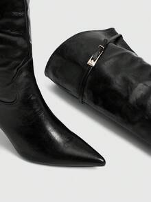 Daringsoles 秋冬新款女款細高跟長靴 修腿顯瘦薄款靴 - 黑色 - 查看 5