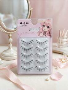 5 Pairs Cartoon Style False Lashes Natural Soft Transparent Plastic Band Demon Fairy Look Must Have Beauty Accessory - Multicolor - View 5