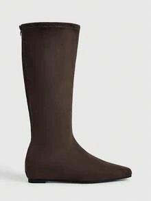 Daringsoles Women's Folded Stacked Flat Simple Lazy Boots, Versatile Mid-Calf Boots For Autumn And Winter - Brown - View 7