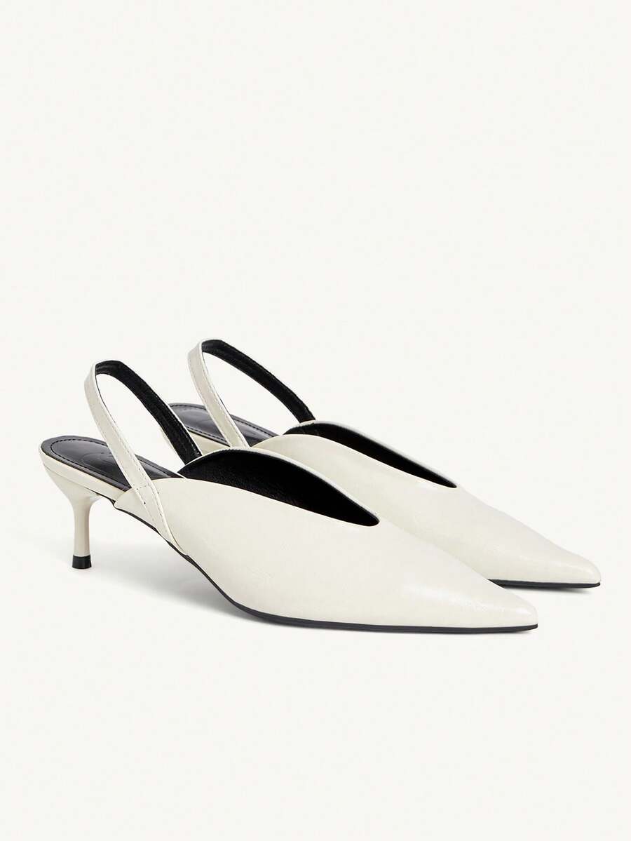 CUCCOO CHICEST Spring And Summer V-Mouth Pointed Back Empty Stiletto French Strap High Heels Commuter Shoes - Off-white - View 1