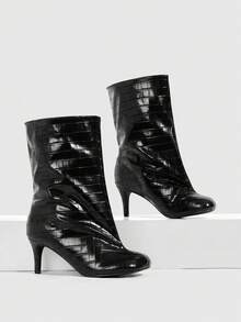 CUCCOO SZL Women's Fashion Square Heel Versatile Short Boots, Holiday Shoes - Black - View 1