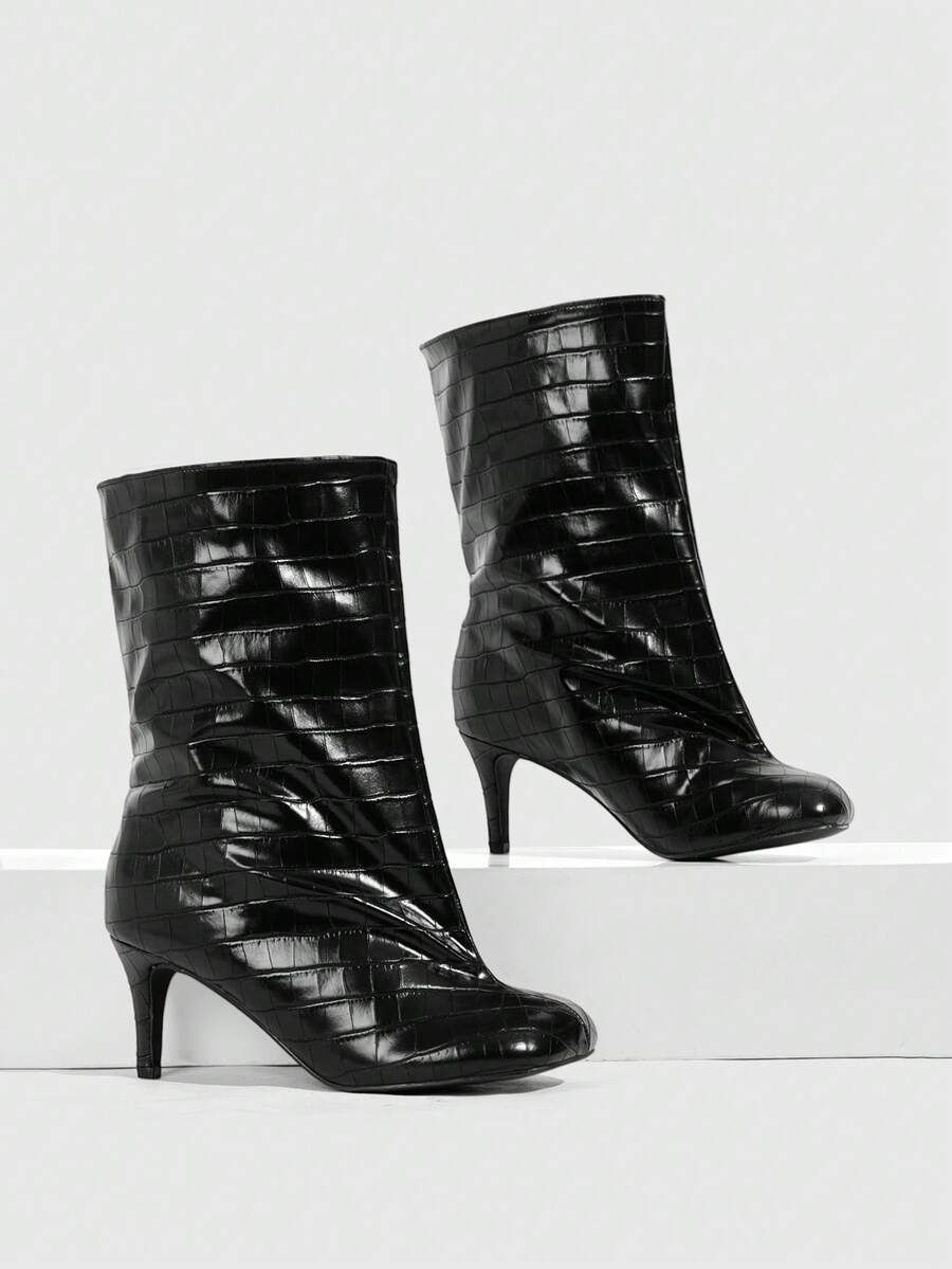 CUCCOO SZL Women's Fashion Square Heel Versatile Short Boots, Holiday Shoes - Black - View 1