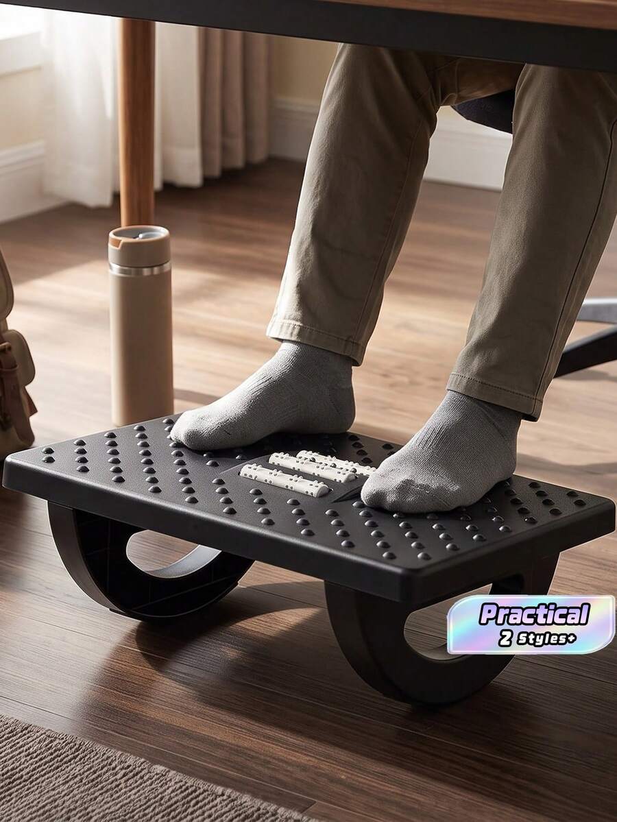 1pc Under Desk Footrest, Extra Large Office Desk Footrest, Rocking Chair Style Footstool, Rocking Balance Board, Ergonomic Design, Posture Support, Suitable For Office, Home, And Camping - black - View 1