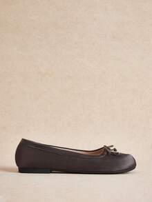 Rosivie Split-Toed Ballet Flats, Women's Low Vamp Soft Leather Versatile Commuter Shoes - Brown bow split toe - View 2