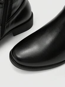 CUCCOO BIZCHIC Ladies Retro British Black Tall Knight Boots Metal Buckle Round Toe Low Heel Side Zipper Knee Boots Autumn And Winter Daily Commuter Versatile Boots - Black - View 6
