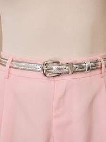 MOTF PREMIUM PRE-SILVER OBSIDIAN SEQUENCE SILVER GLOSSY METAL BUCKLE DRESS DRESS DECORATIVE BELT - Silver - View 2