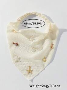 Rylithe 1PC Lady's Embroidered Edging Craft Starfish And Shell Decorated Headwrap Hairband, Suitable For Daily Use And Vacations. - White - View 4