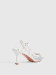 CUCCOO SZL Women Are Fashionable And Charming, Rhinestone Butterfly Flower Decorated High-Heeled Sandals, Mesh Material, Pointed Comfortable Casual Sandals, Suit - White - View 3
