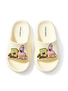 SpongeBob SquarePants | SHEIN 可愛卡通兒童拖鞋，兒童快乾浴室拖鞋，輕量耐用 EVA 材質，適合室內外穿著 - 米色 - 查看 7