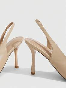 CUCCOO SZL Women's Pointed Toe Apricot PU Leather Slingback High Heel Pumps, Classic All-Season Holiday Commute Shoes - Apricot - View 5