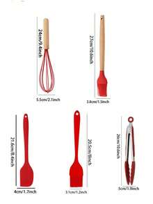 Haus Hana Christmas Wooden Handle Silicone Scraper, Suitable For Non Stick Pans, Household Cooking Scraper And Spoon, High Temperature Resistant Kitchenware Set. - Red - View 25