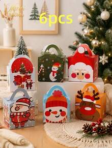 Muroi Mono 6PCS/12PCS Christmas Hand‑Held Gift Boxes, Fresh And Healing Cartoon Style, Fold‑Free Easy‑To‑Assemble Paper Boxes, For Storing Small Festive Snacks, Christmas Party Favours And Gift Repackaging - View 15