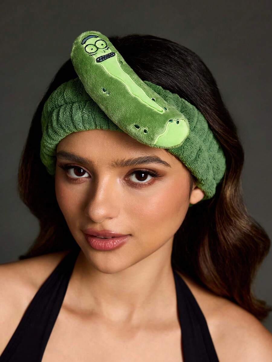 Rick and Morty X SHEIN 1Pc Plush Elastic Hair Band, Home And Bathroom Decoration - cucumber - View 1