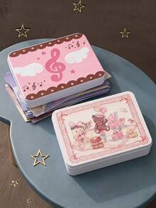 Joivida 1 Buah/4 Buah Kotak Penyimpanan Photocard Kaleng Estetik, Wadah Keras dengan Motif Malaikat & Not Musik, Organizer Serbaguna untuk Kartu, Kertas Slip, Stiker, Perlengkapan Kecil, Dekorasi Meja Cantik untuk Sekolah & Asrama - MultiWarna - View 4