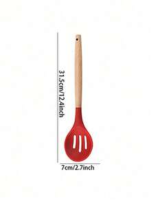 Haus Hana Christmas Wooden Handle Silicone Scraper, Suitable For Non Stick Pans, Household Cooking Scraper And Spoon, High Temperature Resistant Kitchenware Set. - Red - View 16