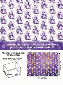 Christmas Wrapping Paper - Purple Snowman & Reindeer Design With Snowflakes, Candy Cane & Holly Patterns, Festive Holiday Style, Perfect For Christmas Decor, Gift Wrapping, Ornaments, Pajamas & More - Multicolor - View 3