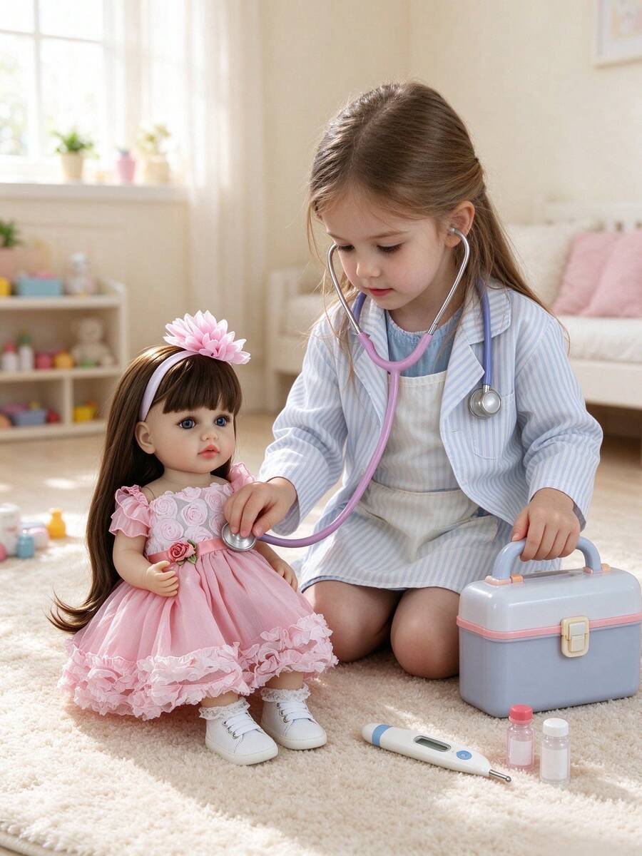 POKOJA LAND 1PC 55cm Sweet Reborn Baby Doll Princess, Vinyl Pretend Play Toy, Gift For Kids & Valentine's Day - Multicolor - View 1