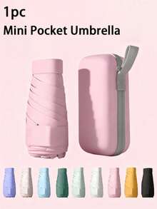 Found Favorite 1pc Pocket Mini 6-Fold Umbrella, 2-In-1 Rainproof & Sun Protection, 99% Windproof UV Protection Waterproof Lightweight Women's Travel Umbrella - Multicolor - View 2