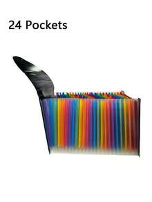 Accordion File Organizer, Expandable File Folder With 24/36 Pockets, Monthly Paper Bill Organizer And Tax Receipts Mobile Holder, A4 Document Holder With Blank Stickers, Colored Labels, A4 Size For School, Home, And Office, Classroom Essentials - Multicolor - View 9