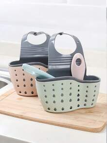 1PC Two Tier Adjustable No Drill Quick Drain Silicone Durable Lightweight Rustproof Space Saving Over Sink Kitchen Storage Basket Hanging Rack Bathroom Shelf Organizer Box For Kitchen Bathroom Home Apartment Dorm Countertop Cabinet Daily Use Supplies - multicolor - View 1