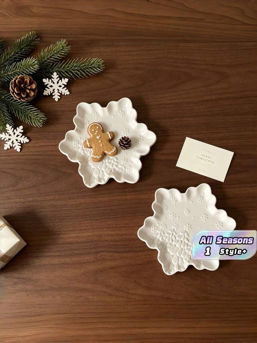 1件 矽膠雪花托盤模具，耐用柔軟材質，3D浮雕雪花圖案，適用於DIY、收納盤、家居裝飾、聖誕冬季手工藝，手工禮物，適合手工愛好者，四季通用 - 多色 - 查看 1