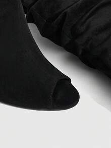 CUCCOO SZL Ladies Black Drape, Pointed Stiletto, Autumn And Winter High Sense Slim And Thin, Sexy Commuter Fish Mouth And Knee Boots - Black - View 5
