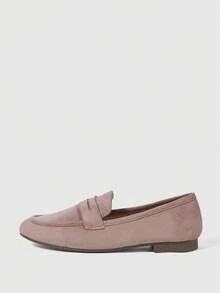 Sleekvia Women's Spring Fall Shoes Pink Matte Suede Classic Penny Loafers Round Toe Flat British Style Commute Slip-On - Dusty Pink - View 7