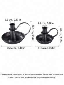 2pcs Vintage Metal Candlestick Set 2 Different Styles With Decorative Handles For Table Centerpiece Dining Room Mantel Wedding Christmas Halloween Farmhouse Home Decor Candle Not Included - 2pcs - View 4