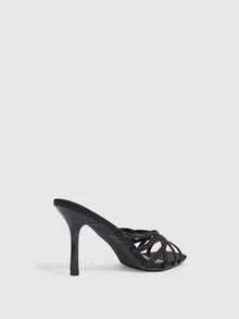 CUCCOO SZL Summer New Laser Drilling With High Heels And Women's Slippers - Black - View 5