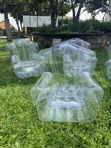 大容量透明沙發玩具收納座墊收納袋，39.37*35.43 英吋/100*90cm，多用途，PVC材質，耐用易清潔，適用於毛絨玩具與居家用品，雙拉鍊設計，方便收納 - 白色 - 查看 4