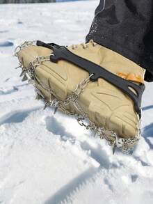 1Pair 19 Teeth Stainless Steel Ice Cleats Silicone Snow Anti Slip Shoe Grips For Ice Walking Hiking Climbing Outdoor - Multicolor - View 7