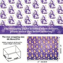 Christmas Wrapping Paper - Purple Snowman & Reindeer Design With Snowflakes, Candy Cane & Holly Patterns, Festive Holiday Style, Perfect For Christmas Decor, Gift Wrapping, Ornaments, Pajamas & More - Multicolor - View 6
