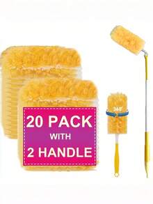 Heavy Duty Duster Refills With 1 ExtensionRetractable Pole + 1 Short Handle, Suitable For RotaryDusting Brushes, Multisurface 360° Larger Size DustersWith 4X Microfibers, Unscented Disposable Dusters ForCleaning Home, Blinds, Fans, Corners - one size fits all - View 11