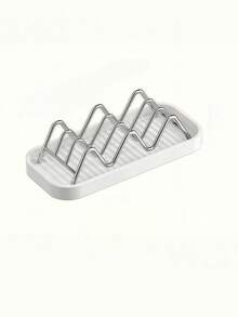 1 Pack Stainless Steel W Shaped Countertop Rustproof Non Slip Soap Sponge Holder Rack For Kitchen Bathroom Silver Durable Space Saving Storage - Multicolor - View 5