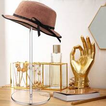 1pc Hat & Wig Display Stand, Round Barbell Base, Watch Organizer, Baseball Cap Display Rack, Jewelry Display Stand - transparent color - View 5
