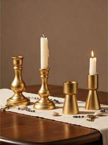 1pc Gold European Style Candle Holder Decorative Stand For Bedroom Living Room Wedding Party Home Table Centerpiece Holiday Housewarming Gift Idea - multicolor - View 5