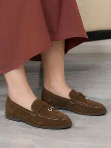 Sleekvia Retro British Style Loafers, Women's Flat-Soled Soft-Soled Shoes Are Not Tired Of Commuting, Low Vamp Shoes Fall Shoes - Chocolate Brown - View 4