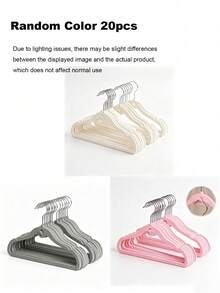 20Pcs New Multi-Color Flocking Clothes Hanger Coating Anti Slip Clothes Hanger Velvet No Shedding Cute Small Clothes Hanger Can Be Hung Together To Save Space Wardrobe Storage Anti Slip Stacking Clothes Hanger Support. - Multicolor - View 14