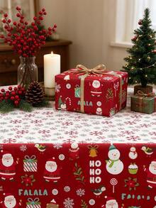 1Roll Is About 300 Cm Christmas Wrapping Paper, Double Sided Printed Gift Wrap Sheet, Santa Snowman Snowflake Pattern Holiday Wrapping Paper For Christmas Gift Packaging, Xmas Party Decor, Gift Wrapping Supplies, 2 Designs Per Set - multicolor - View 4