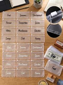 Haus Hana A6 12pcs Budget Envelopes, Loose Leaf 12 Pre-Printed Categories Refill Bags, Durable PVC Sleeves, Budget Notebook Parts - multicolor - View 1