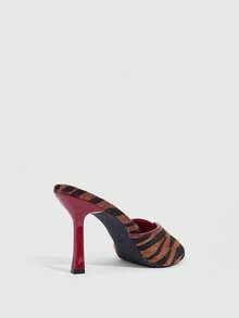 CUCCOO SZL Women's Shoes, Stiletto, Burgundy, Sexy Style, Leopard Print Stitching, Classic High-Heeled Sandals, Suitable For Party Wear - Multicolor - View 5