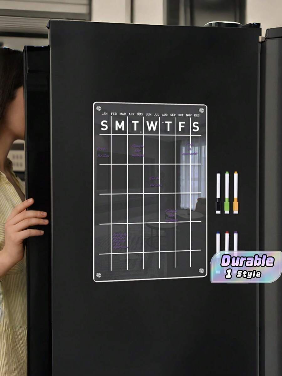 Magnetic Acrylic Weekly Planner Calendar, Erasable Message Writing Board, Wipeable Fridge Magnet For Home Kitchen Note Reminder - 50 - View 1
