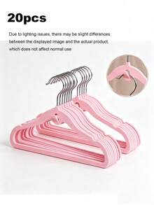 20Pcs New Multi-Color Flocking Clothes Hanger Coating Anti Slip Clothes Hanger Velvet No Shedding Cute Small Clothes Hanger Can Be Hung Together To Save Space Wardrobe Storage Anti Slip Stacking Clothes Hanger Support. - Multicolor - View 13